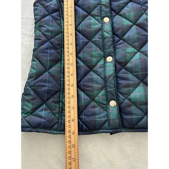 Crown & Ivy Girls Vest Medium 8-10 Puffer Tartan Plaid Navy Green Preppy Classic - Picture 5 of 10